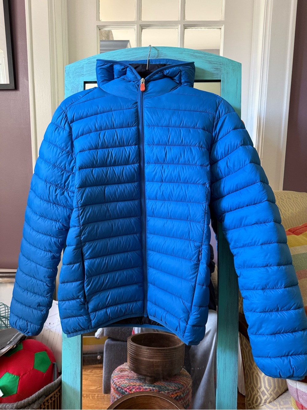SAVE THE DUCK Kids Electric Blue Hooded Puffer Jacket